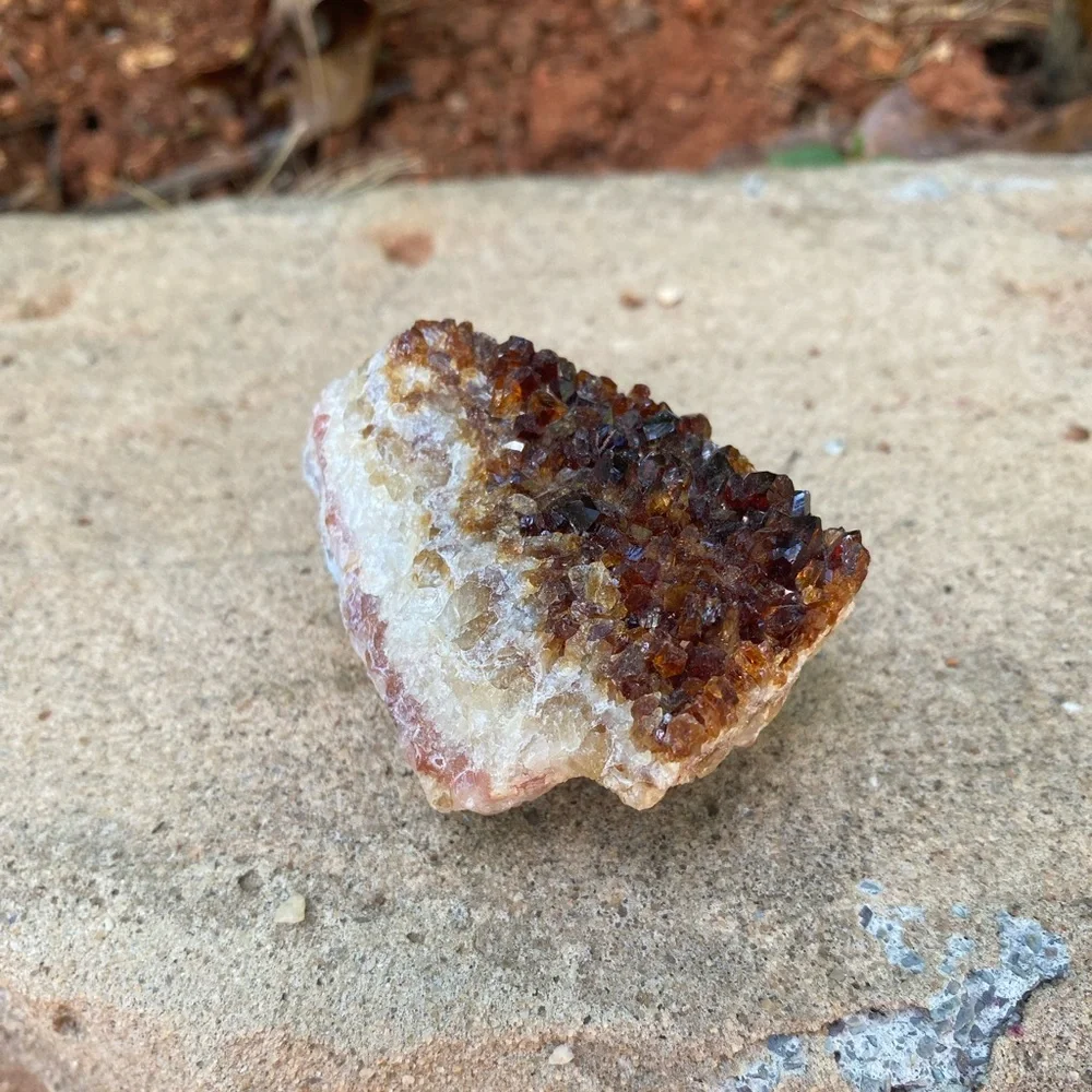 Dark Citrine Crystal Cluster 4.5 oz - Raw Sparkly Deep Amber Druzy Specimen